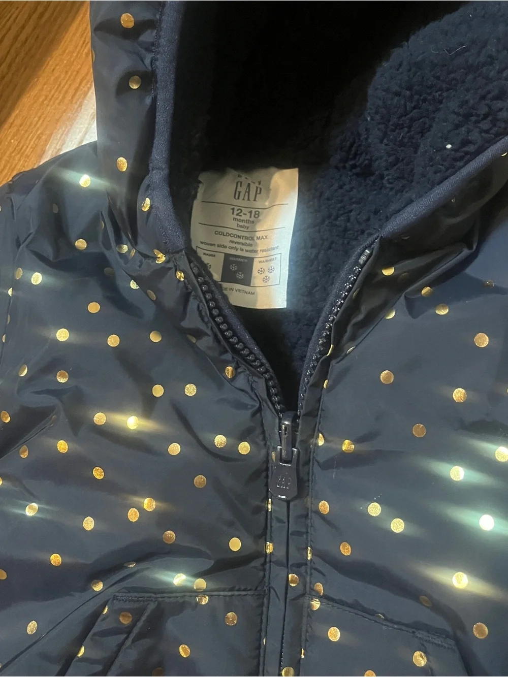 Baby gap Navy Polka Dot Hooded Jacket